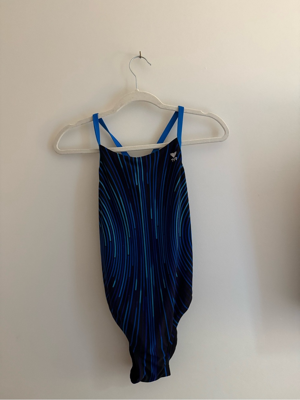 TYR Navy and Bright Blue Stripe One-Piece Swimsuit